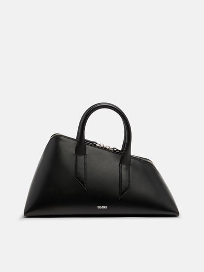 12 PM Large Leather Shoulder Bag in Black - The Attico