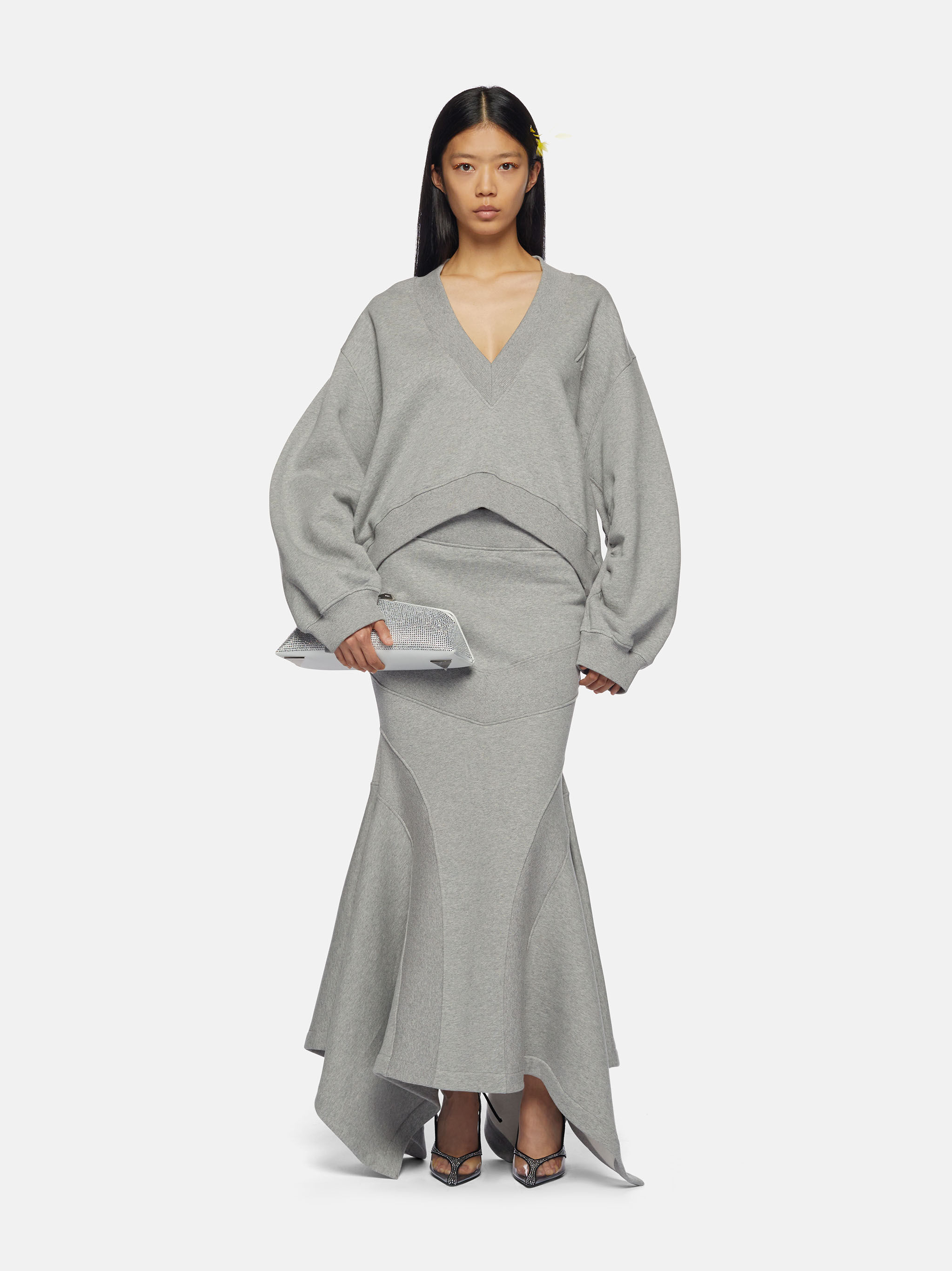 Melange grey midi skirt for Women | THE ATTICO®