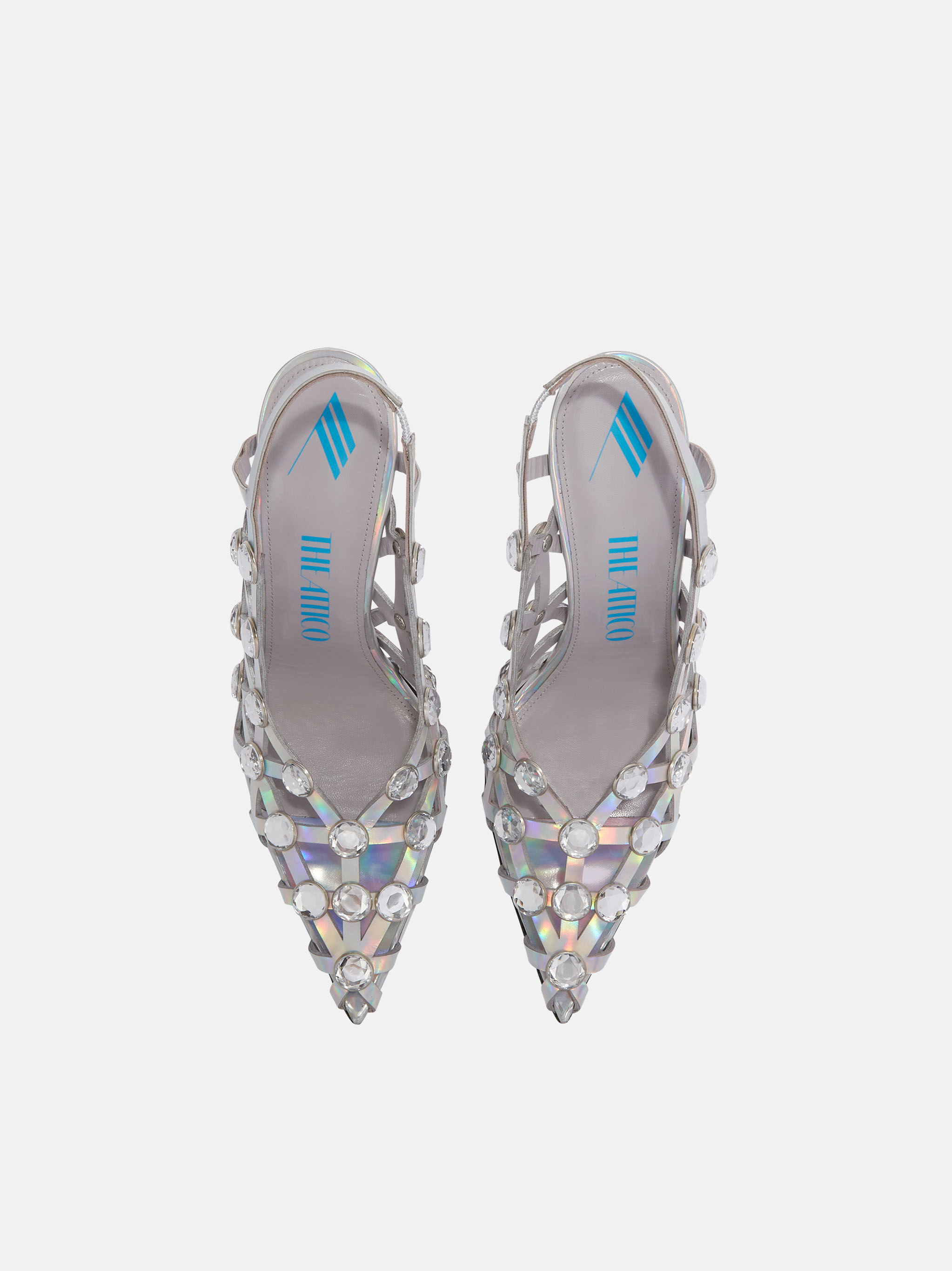 Grid'' holographic silver slingback for Women | THE ATTICO®