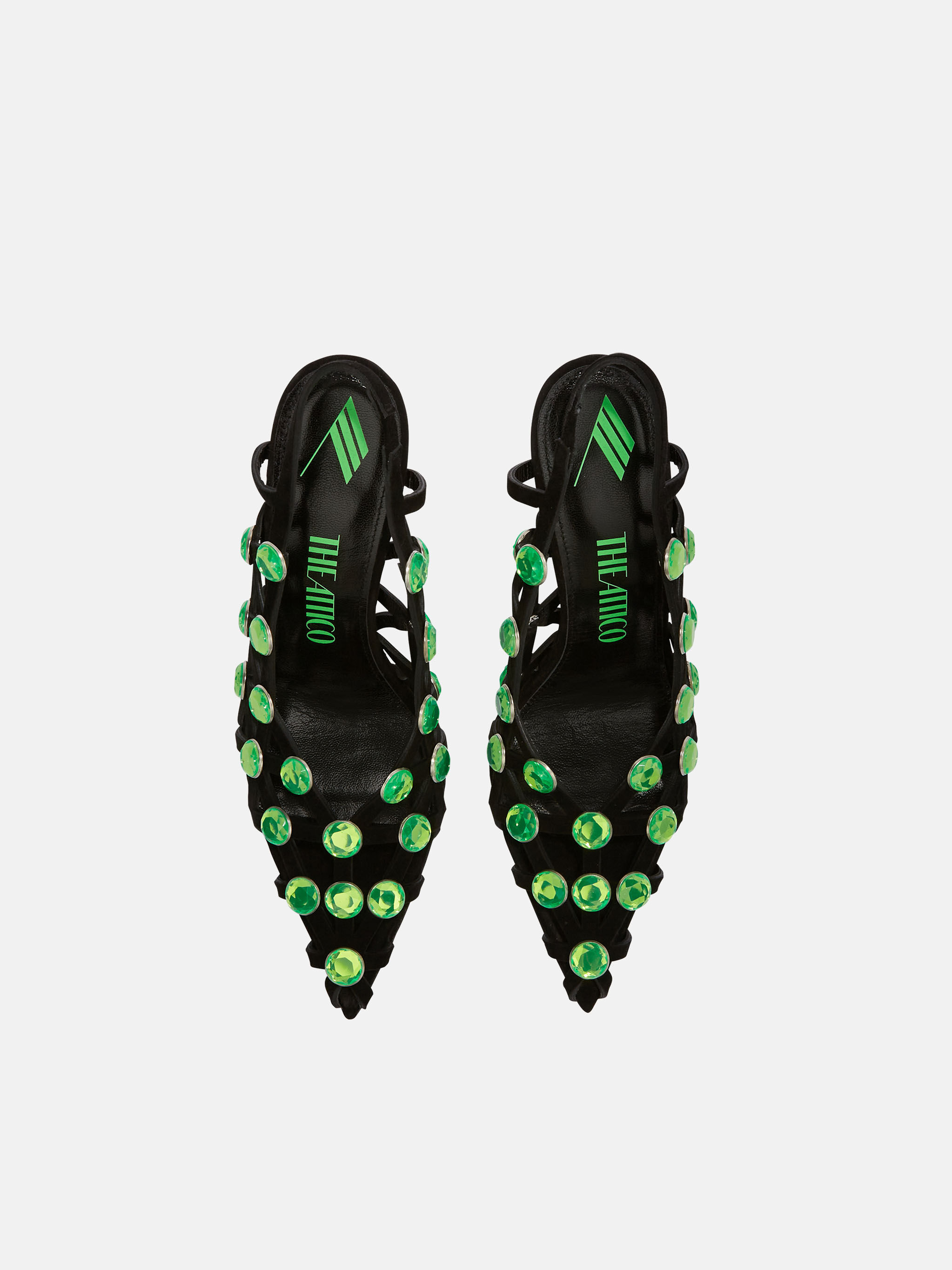 ''Grid'' slingback black and fluo green