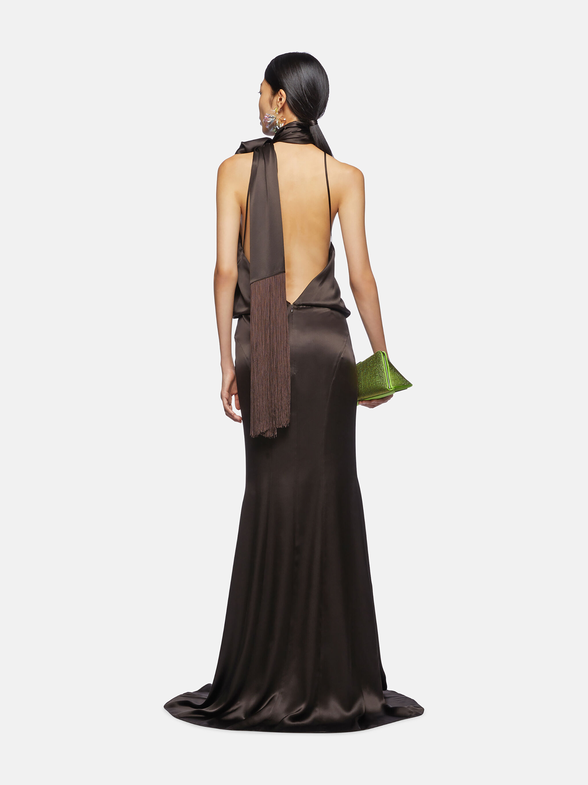 Dark brown long dress for Women | THE ATTICO®