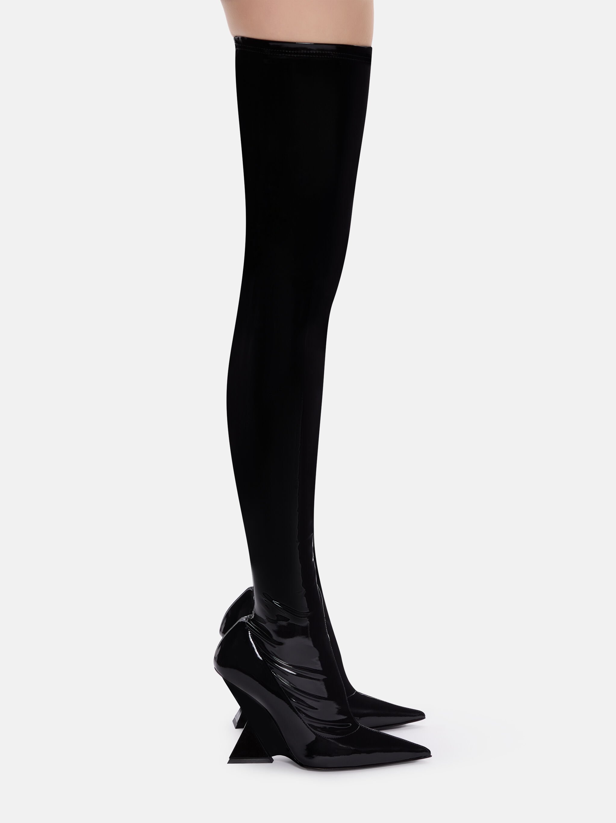 The Attico Cheope 110mm leather above-knee boots - Black