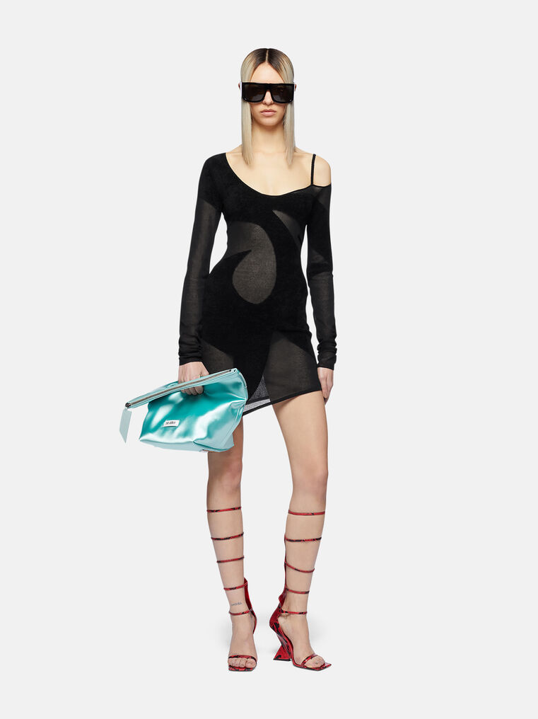 Shop Attico The  Dresses Gend - Black Mini Dress Black Main Fabric: 38% Cotton 34% Polyamide 28% Viscose