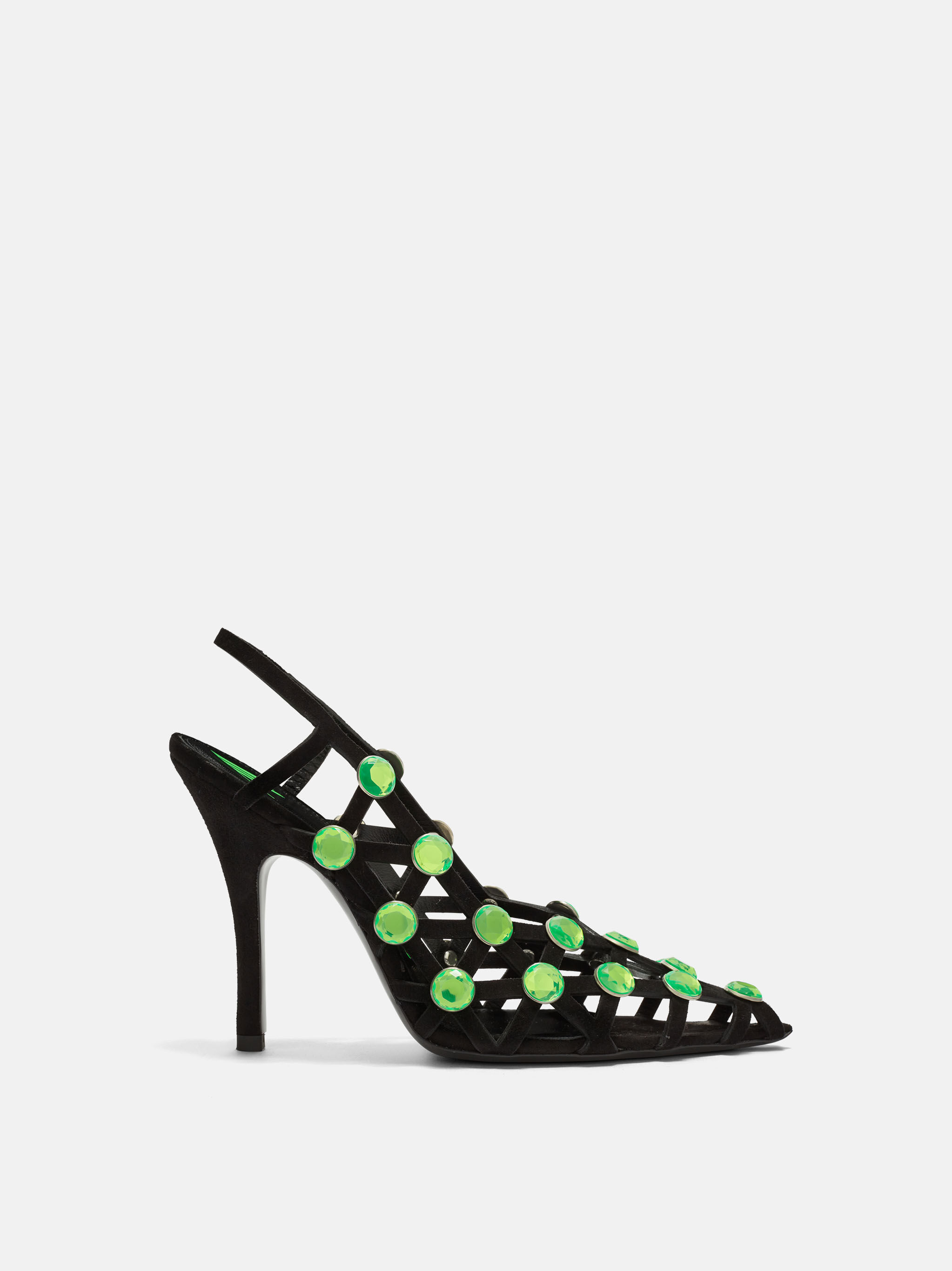 Grid'' slingback black and fluo green for Women | THE ATTICO®